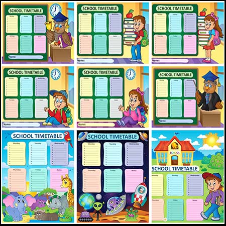 22款漂亮的学习课程表蚂蚁素材网矢量模板精选