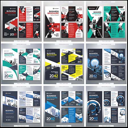 12款企业介绍宣传三折页蚂蚁素材网矢量模板精选