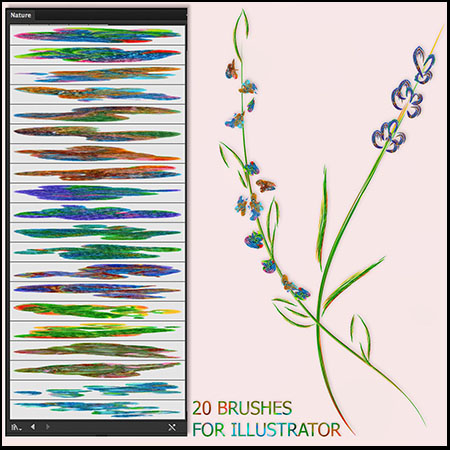 大自然彩色AI艺术画笔笔刷