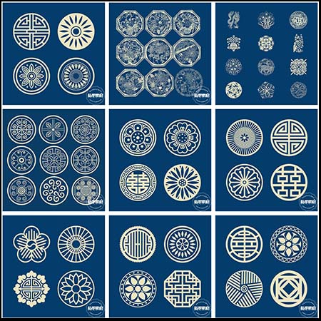 中国风花纹窗花剪纸蚂蚁素材网矢量素材精选