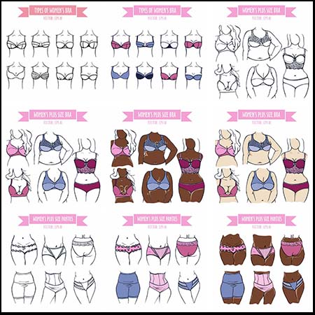 女性内衣内裤胸罩卡通蚂蚁素材网矢量插图精选