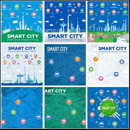 高科技智能城市 物联网蚂蚁素材网矢量插图精选