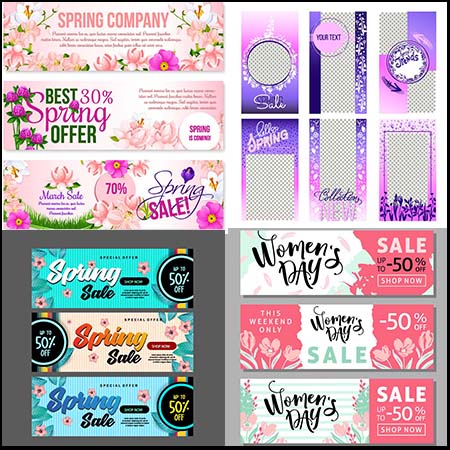 4套春季电商促销打折横幅模板