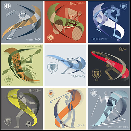 16款体育运动剪影，体育精神宣传素材