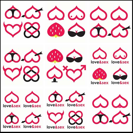 爱情和性情趣用品内涵爱心图标设计素材