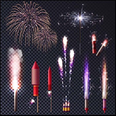 燃放的烟花炮竹鞭炮蚂蚁素材网矢量素材精选