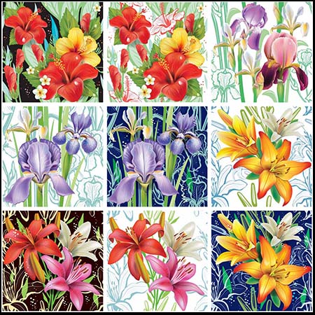 18款无缝花卉背景素材