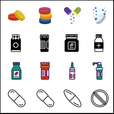 280个4种风格医学药物蚂蚁素材网矢量图标精选