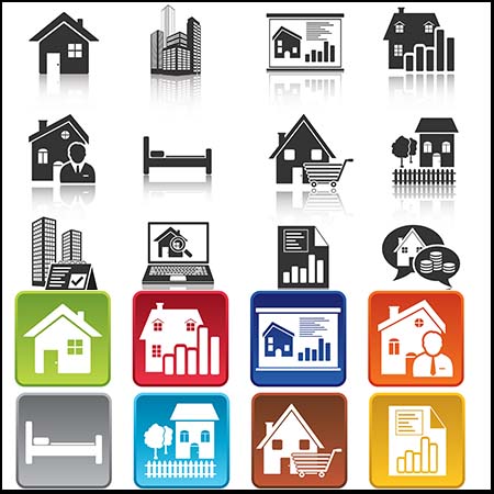 房屋建筑和钥匙房地产蚂蚁素材网矢量图标精选