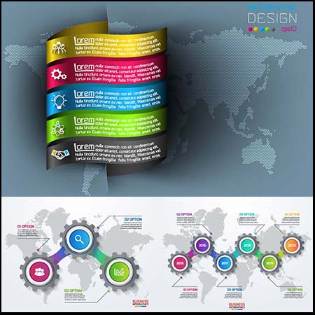9款人物和齿轮风格信息图表蚂蚁素材网矢量素材精选