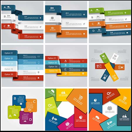 数字丝带和箭头导航商务信息图表