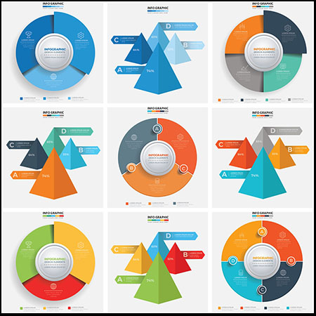 9款三角形和圆形信息图表素材