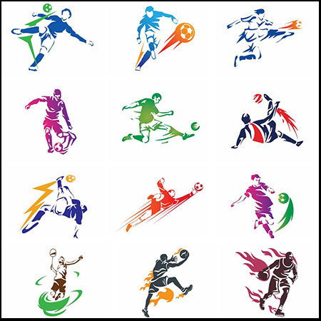 体育运动人物线条剪影素材