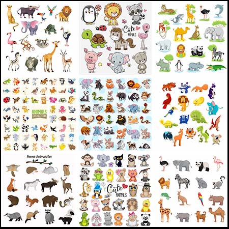 16套可爱Q版卡通森林动物蚂蚁素材网矢量素材精选