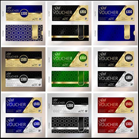 20款欧式金色花纹代金券抵用券素材