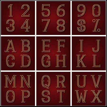 金色字母和数字素材