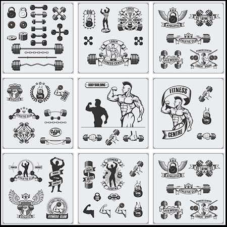 健身器材和身体锻炼设计图标