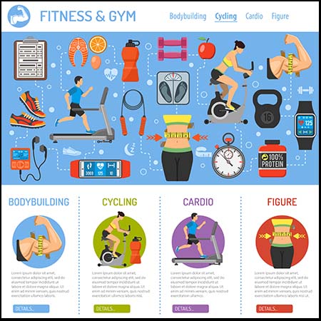 6套体育运动健身信息图表素材