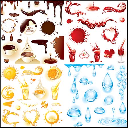 溢出来的咖啡和果汁饮料蚂蚁素材网矢量素材精选