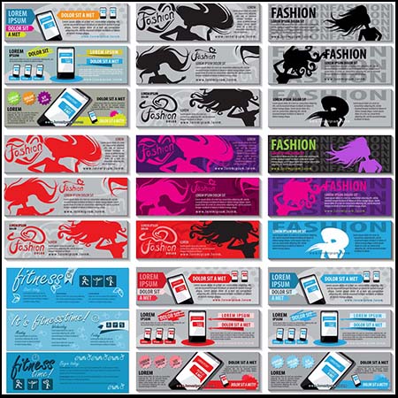 34套手机 咖啡 足球等横幅广告素材