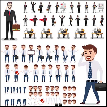 4套办公白领人物蚂蚁素材网矢量素材精选