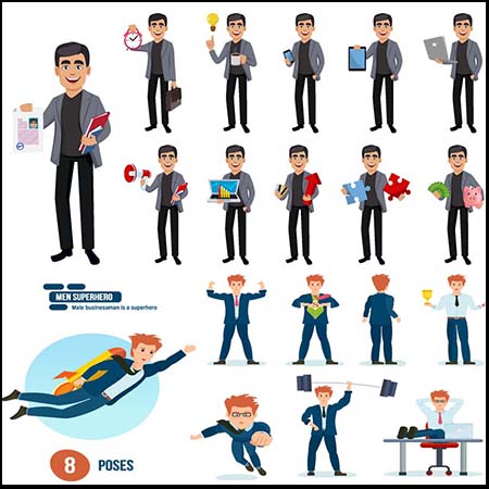 4套职场人物蚂蚁素材网矢量插图精选