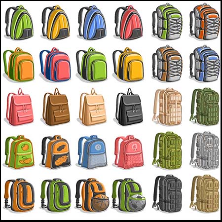 书包背包行李包行李箱蚂蚁素材网矢量插图精选