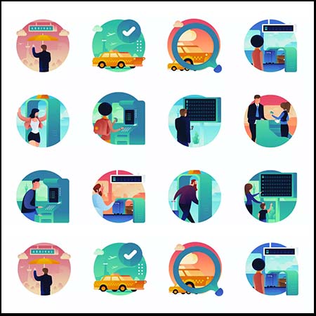 机场人物蚂蚁素材网矢量插图精选