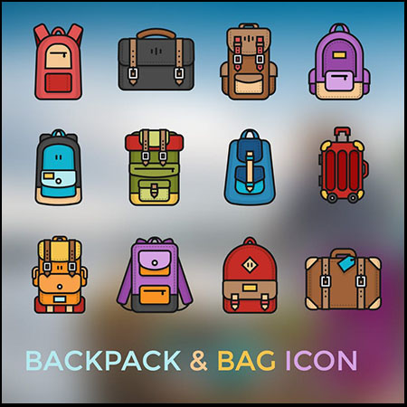 18个书包背包手提包蚂蚁素材网矢量图标精选