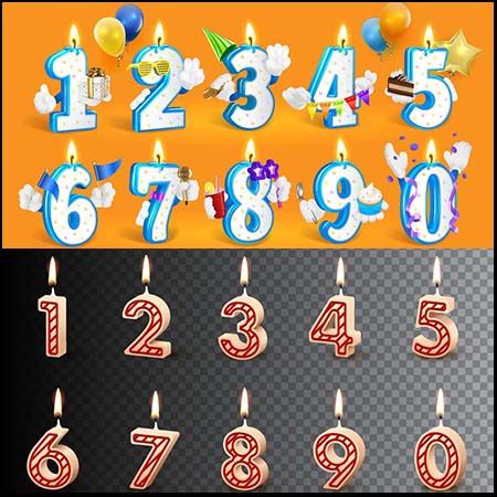 周岁生日数字蜡烛蚂蚁素材网矢量素材精选