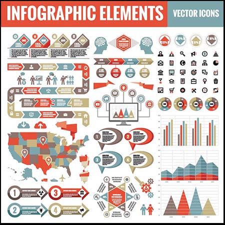 9套圆形标签三角形灯泡等多风格矢量信息图表