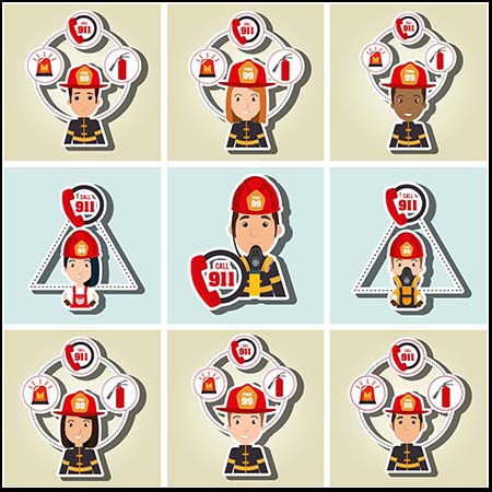 25个卡通消防员救生员救援服务蚂蚁素材网矢量素材精选