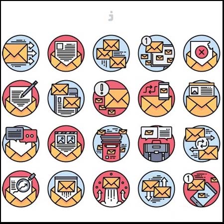20个圆形电子邮件蚂蚁素材网矢量图标精选