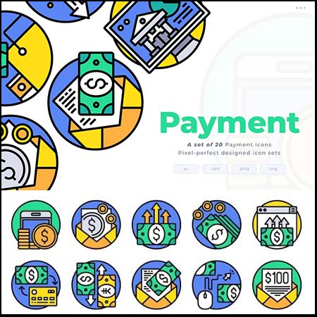 20个圆形支付金融蚂蚁素材网矢量图标精选