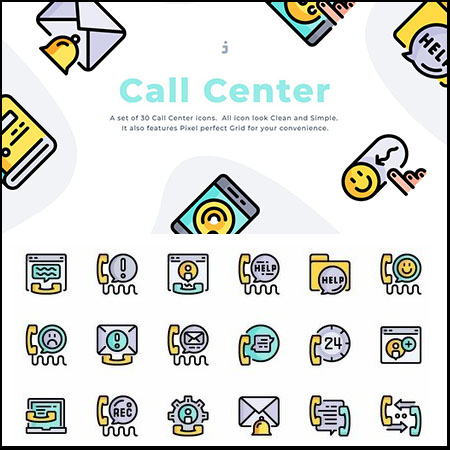 30个电话呼叫AI/EPS/SVG/PNG免抠图标