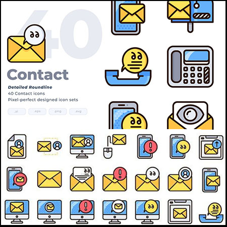 40款联络通信邮件发送蚂蚁素材网矢量图标精选