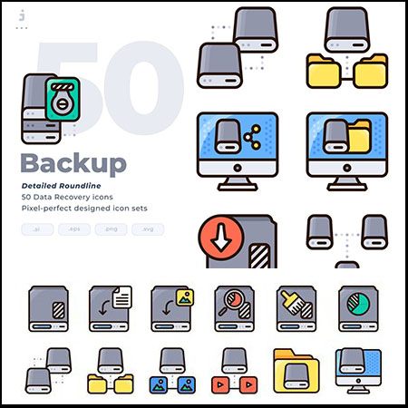 电脑数据备份AI/PNG/SVG/EPS蚂蚁素材网矢量图标精选