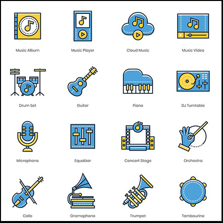 60个音乐相关的蚂蚁素材网矢量图标精选