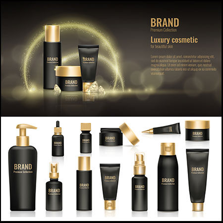 黑色和白色化妆品矢量样机模型