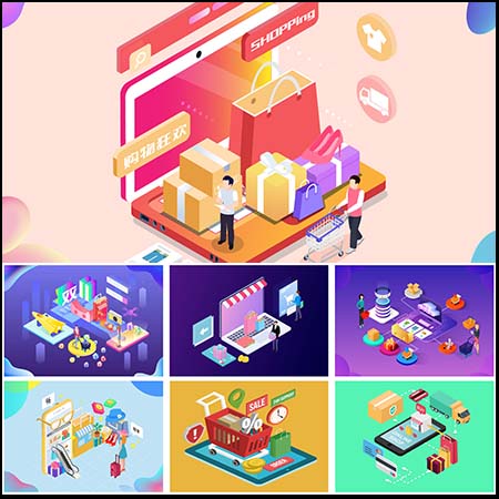 51款电商购物2.5D等距插图