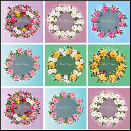 6款漂亮的花卉花环蚂蚁素材网矢量素材精选