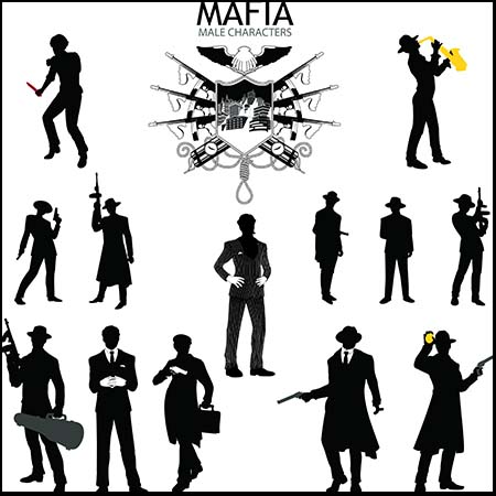 黑手党黑社会特工人物剪影蚂蚁素材网矢量素材精选
