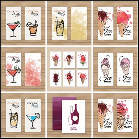 10水彩冷饮冰淇淋果汁饮料展板横幅素材