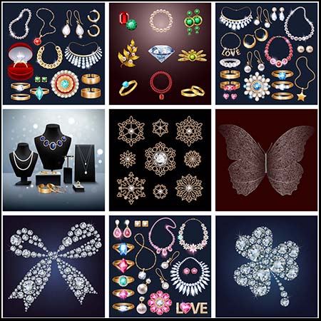 珠宝首饰宝石吊坠项链黄金矢量图