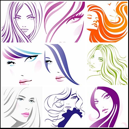 手绘女人女性剪影背景蚂蚁素材网矢量插图精选