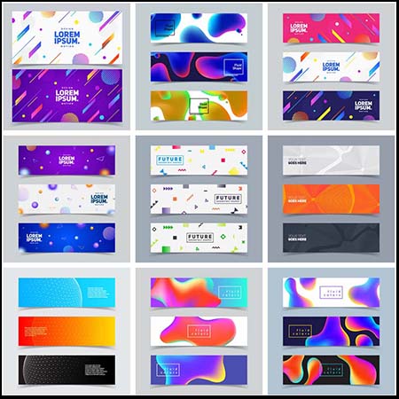 15套时尚几何渐变横幅海报背景EPS蚂蚁素材网矢量素材精选