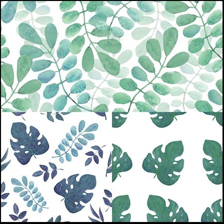 手绘水彩叶子树叶图案无缝背景矢量PNG免抠图