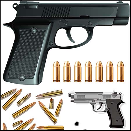 6套手枪和子弹蚂蚁素材网矢量插图精选