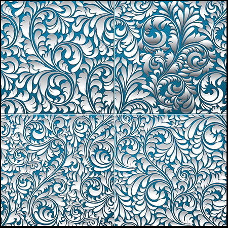 3D矢量花纹花卉背景图案