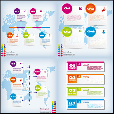 长方形箭头条状信息矢量图表
